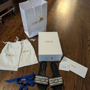 Dior Embroidered Slides In Size 39